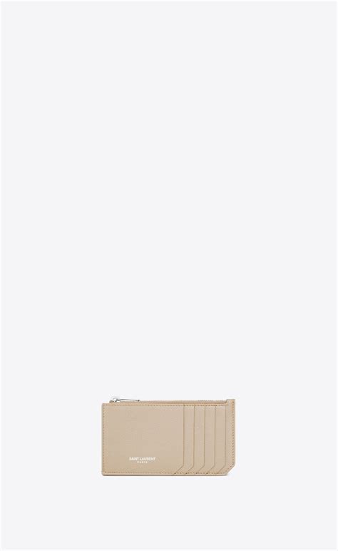 Saint Laurent Paris credit card case in grain de poudre leather